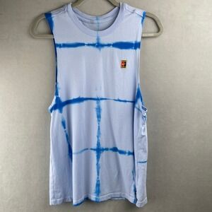 Nike Court Tie Dye Muscle Tank Top Blue White Athletic Cut Tennis S 924001-415